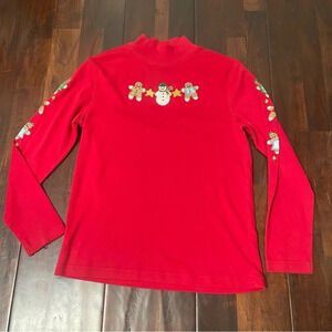 Planet & Company Long Sleeve Turtle Neck Women’s Small Red Gingerbread Design